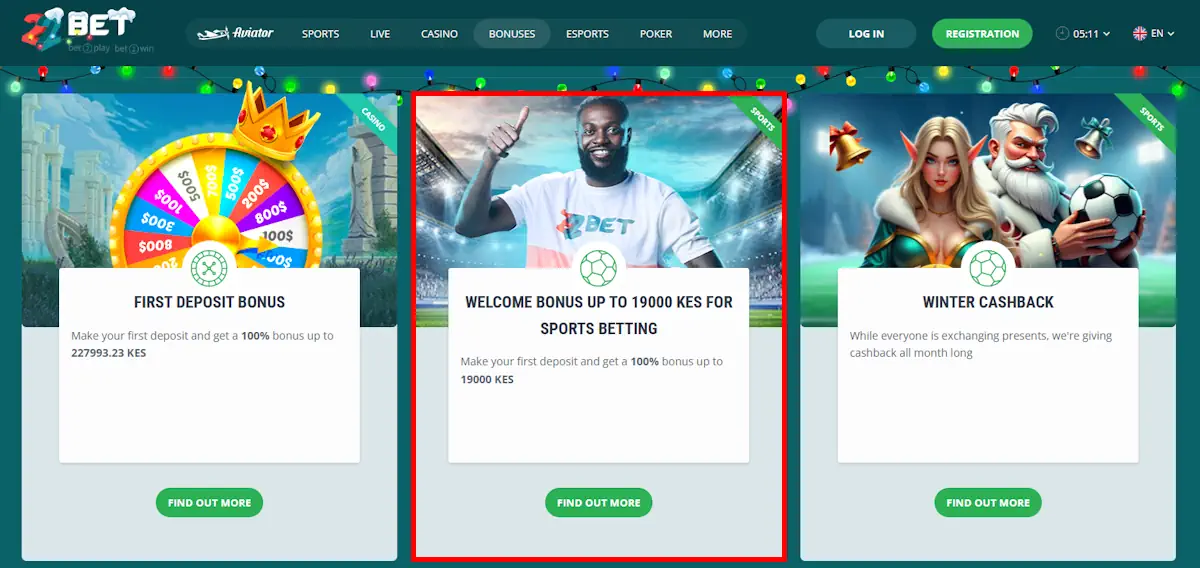 22Bet Welcome Bonuse Screenshot